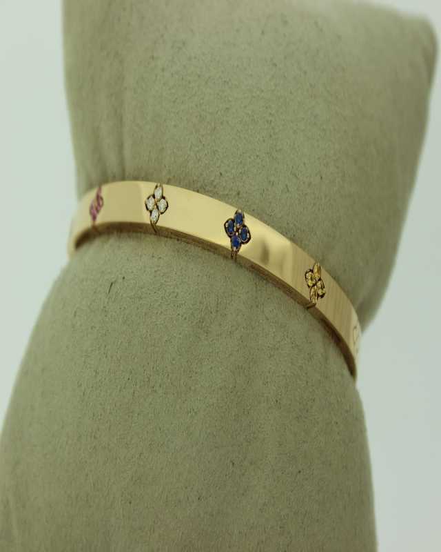 18K Rose Gold Diamond and Multi Sapphire Bangle